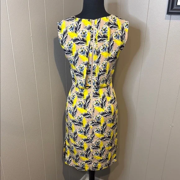 B6 J. Crew Women’s Petite 00P Vibrant Yellow Patterned Midi Dress - Picture 5 of 7